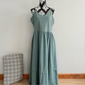 Athleta Elation V-neck Hybrid Midi Dress Size XL TALL Travel Flowy Stretchy